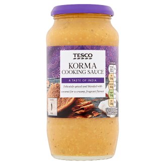 Tesco Korma enyhén csípős curry szósz kókusszal és szárított vöröshagymával 500 g