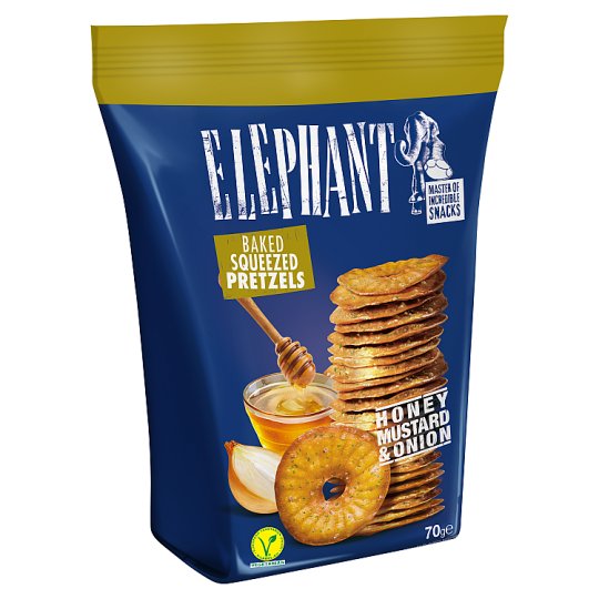 Elephant Squeezed Pretzels with Honey, Mustars & Onion Seasoning 70 g