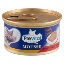 PreVital Mousse Complete Pet Food for Adult Cats with Beef 85 g
