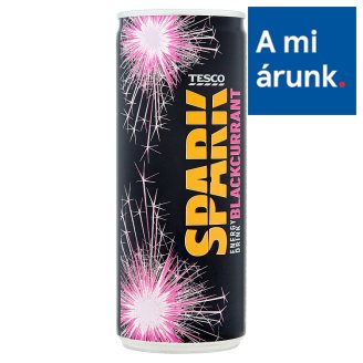 Tesco Spark szénsavas feketeribizli ízű energiaital cukorral és édesítőszerrel 250 ml
