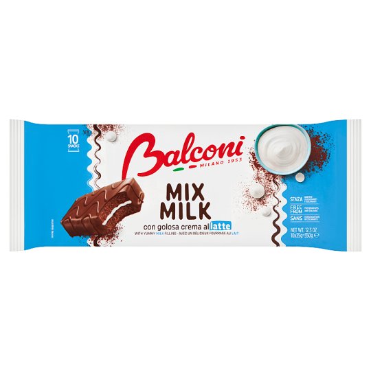 Balconi Mix Milk kemencében sült sütemény kakaótartalmú bevonattal, tejkrémmel töltve 10 db 350 g