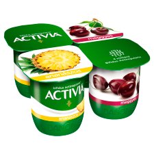 Danone Activia Yoghurt with Pineapple-Sour Cherry and Live Cultures 4 x 125 g (500 g)