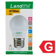 Landlite G45 470 lm 6 W E27 3000K LED izzó