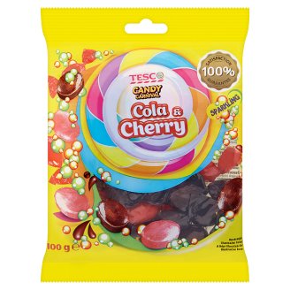 Tesco Candy Carnival kólás-meggyes ízű keménycukorka pezsgő töltelékkel 100 g