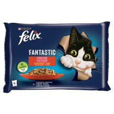 Felix Fantastic Wet Cat Food with Beef/Chicken in Jelly 4 x 85 g (340 g)