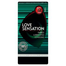 Love Sensation extra adag síkosítóval ellátott, bordázott óvszer 12 db