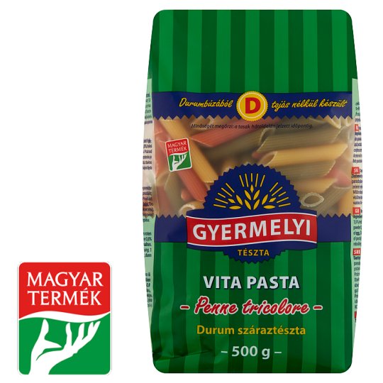 Gyermelyi Vita Pasta Penne Tricolore durum száraztészta 500 g