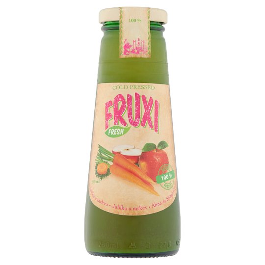 Fruxi Fresh Alma & Sárgarépa friss gyümölcsből, zöldségből préselt 100% gyümölcs- & zöldséglé 250 ml