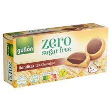 Gullón Zero cukormentes étcsokoládéval bevont keksz édesítőszerrel 5 x 37,2 g (186 g)