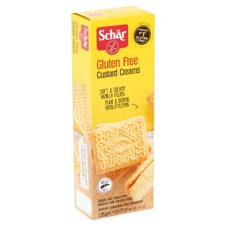 Schär Custard Creams gluténmentes vanília ízesítésű krémmel töltött keksz 125 g