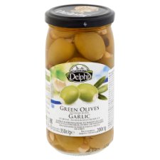 Delphi zöld olívabogyó fokhagymával töltve sós lében 350 g