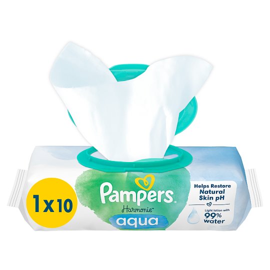 Pampers Harmonie Aqua Baby Wipes 45 Packs = 10 Wipes Tesco Online