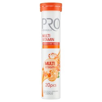 Tesco Pro Formula Multivitamin narancsízű étrend-kiegészítő pezsgőtabletta 20 db 80 g
