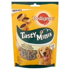 Pedigree Tasty Minis marha és sajt ízesítésű kiegészítő állateledel felnőtt kutyák számára 140 g