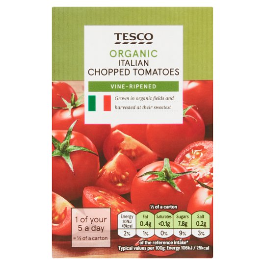 Tesco Organic Italian Chopped Tomatoes in Rich Tomato Juice 390 g