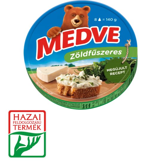 Medve zöldfűszeres kenhető, félzsíros ömlesztett sajt 8 x 17,5 g (140 g)