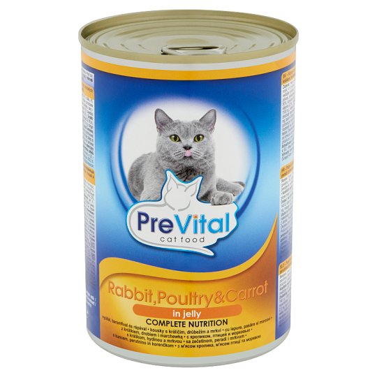 PreVital Konzerv teljes értékű eledel felnőtt macskák számára nyúllal, baromfival és répával 415 g