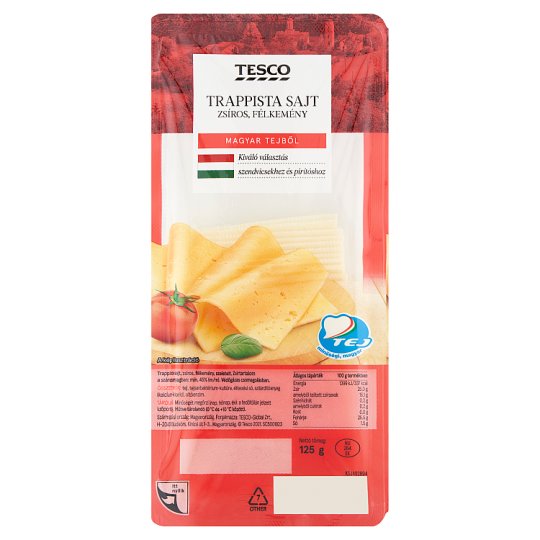 Tesco Fat, Semi-Hard Trappist Cheese Slices 125 g