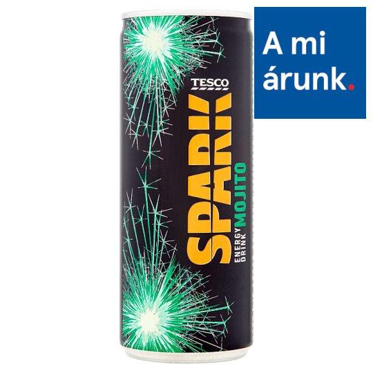 Tesco Spark Mojito szénsavas mentaízű energiaital cukorral és édesítőszerrel 250 ml