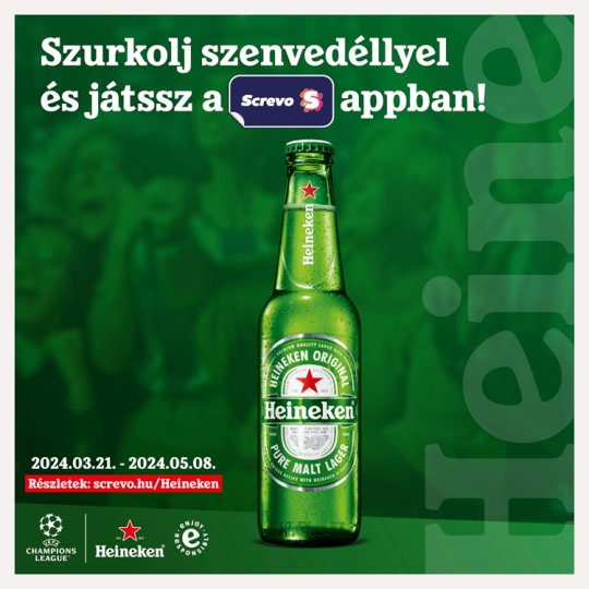 Heineken minőségi világos sör 5% 0,5 l üveg