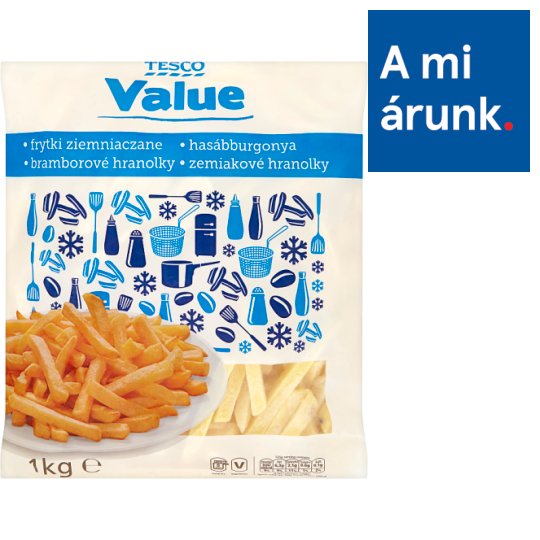 Tesco Value gyorsfagyasztott, elősütött hasábburgonya 1 kg