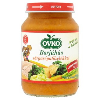 Ovko glutén- és tejszármazékmentes borjúhús sárgarépafőzelékkel bébiétel 6 hónapos kortól 190 g
