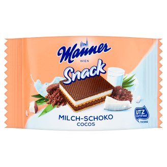 Manner Snack csokoládés-kókuszos és tejkrémes ostyaszelet 25 g