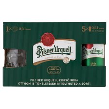 Pilsner Urquell minőségi világos sör 4,4% 5 x 0,5 l + korsó