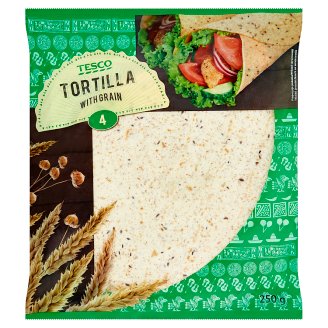 Tesco búzalisztből készült tortilla lapok búzakorpával és lenmaggal 4 db 250 g