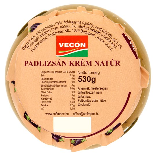 Vecon natúr padlizsán krém 530 g