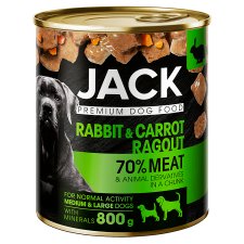 Jack Premium Complete Food for Adult Dogs of All Breeds with Rabbit and Carrots 800 g