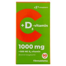InnoPharm 1000 mg C + 500 NE D₃-vitamin étrend-kiegészítő filmtabletta 90 x 1,2 g (108 g)