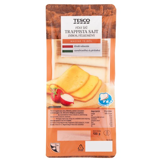 Tesco Fat, Semi-Hard, Smoke Flavoured Trappist Cheese Slices 125 g
