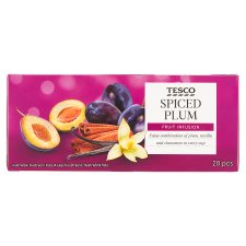 Tesco Spiced Plum aromatizált gyümölcstea vaníliával, fahéjjal és szilvával ízesítve 20 filter 40 g