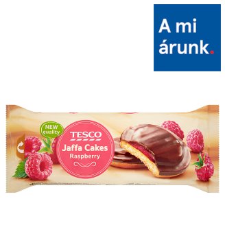 Tesco málnaízű zselével töltött étcsokoládéval félig bevont piskótatallér 150 g