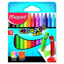 Maped "Color'Peps Wax" Triangular Wax Crayons 12 pcs