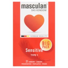 Masculan Sensitive Lubricated Pink Coloured Male Condoms 21 pcs