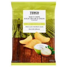 Tesco tejfölös ízű hullámos burgonyachips 130 g 