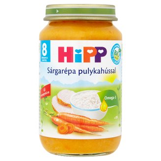HiPP BIO glutén- és tejszármazékmentes sárgarépa pulykahússal bébiétel 8 hónapos kortól 220 g