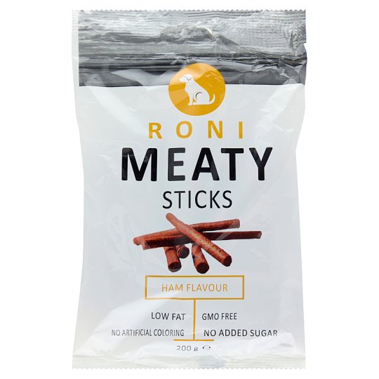 Roni Meaty Sticks sonkás húsrúd jutalomfalat kiegészítő takarmány felnőtt kutyák számára 200 g