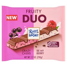 Ritter Sport Duo Fruity dupla töltelékes tejcsokoládé 218 g