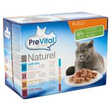 PreVital Naturel Alupack Complete Food for Adult Cats with 4 Tastes in Jelly 12 x 85 g