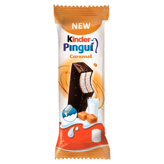 Kinder Pingui Caramel étcsokoládéval bevont, tejes és karamellás krémmel töltött sütemény 30 g