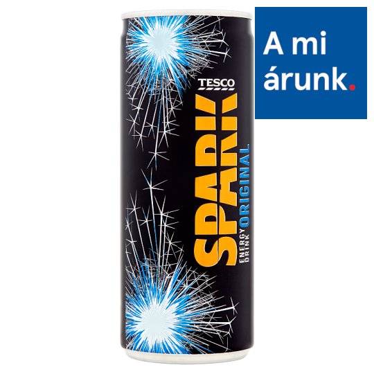 Tesco Spark Original szénsavas energiaital cukorral és édesítőszerrel 250 ml