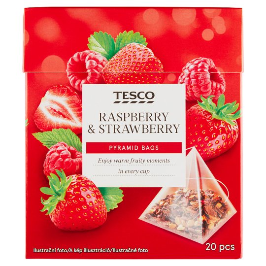 Tesco Raspberry & Strawberry Tea 20 Pyramid Bags 40 g Tesco Online