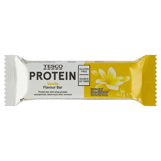 Tesco vaníliaízű fehérjeszelet fehér bevonóval 60 g