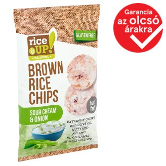 RiceUp! Eat Smart teljes kiőrlésű barna rizs chips hagymás-tejfölös ízesítéssel 60 g