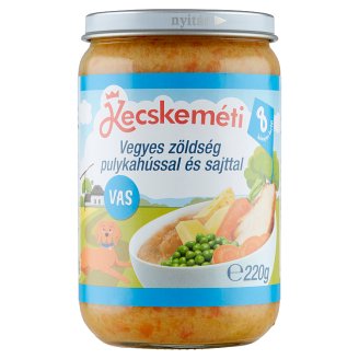 Kecskeméti gluténmentes vegyes zöldség pulykahússal és sajttal 8 hónapos kortól 220 g