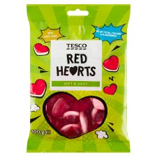 Tesco Red Hearts Mixed Fruit Flavoured Gums 100 g