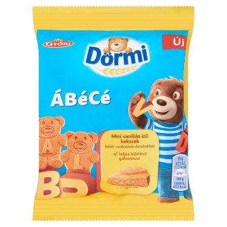Dörmi ÁBéCé mini vaníliás ízű kekszek fehér csokoládé darabokkal 25 g
